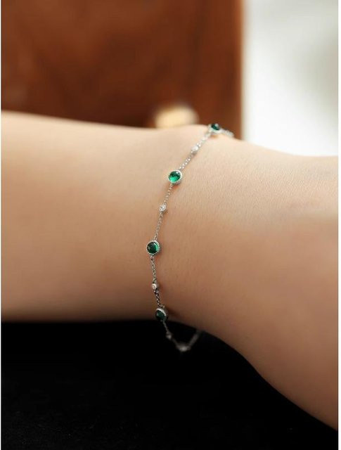 Lucky Star Jewelry Armband, 925 Silber, Smaragd, Zirkonia, Damen - Bild 1
