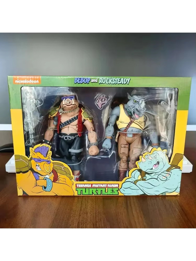 NECA Teenage Mutant Ninja Turtles Bebop Rocksteady Shredder Michelangelo Splinter Donatello Krang, Actionfiguren-Set - Bild 5