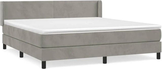vidaXL Boxspringbett mit Matratze in Hellgrau aus Samt, Hybrid-Design mit Taschenfederkern, B/T: 160 x 200 cm - Bild 1