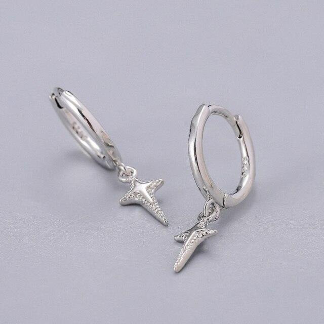 Ohrringe 925 Silber, Kreuz Stern, Damen - Bild 1