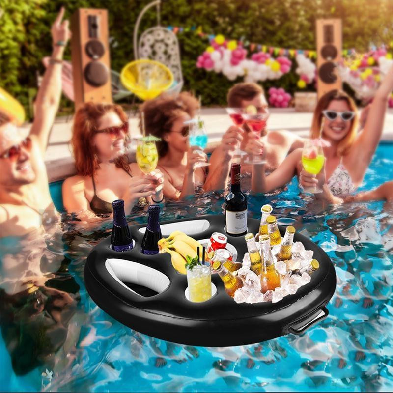 Yuyongzhi Aufblasbare Pool Bar aus PVC mit 8 Löchern als 2 in 1 Getränke und Snack Halter, transparent - Bild 5