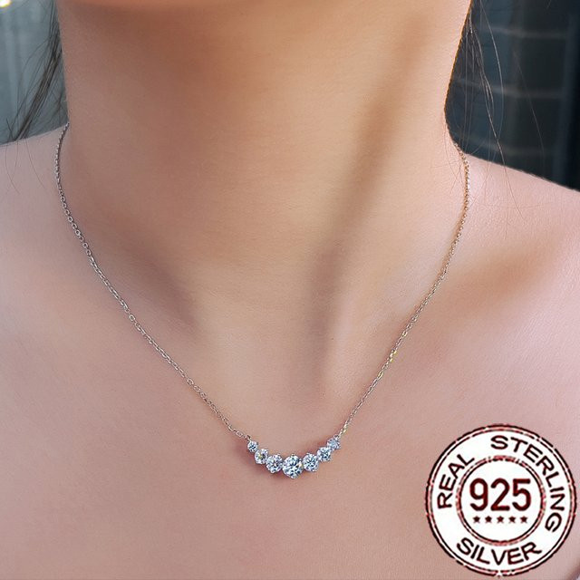 CWWZircons Halskette, 925 Silber, Zirkonia, Damen - Bild 1