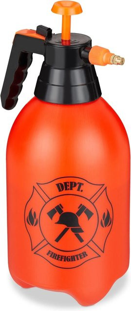 Relaxdays Feuerwehr Wasserspritze Feuerlöscher Kunststoff Messing Orange Schwarz - Bild 1
