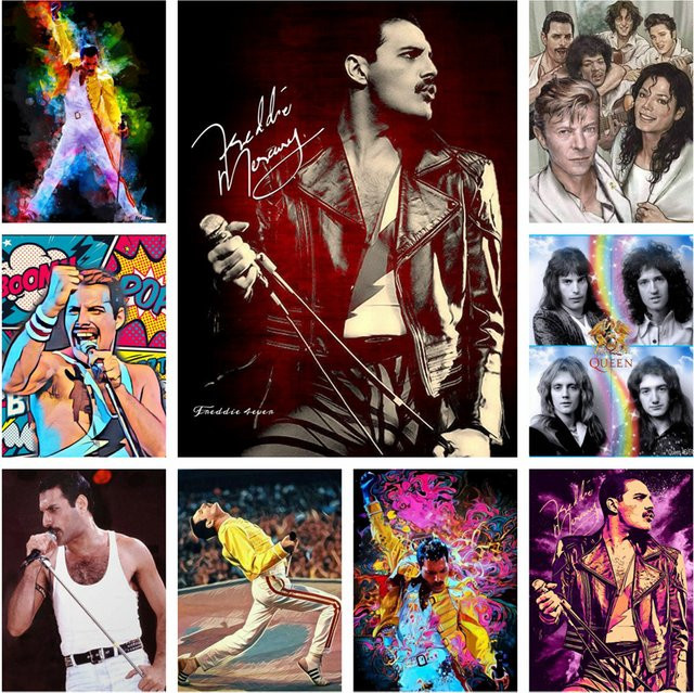 YUTTEE 5D DIY Diamantmalerei Freddie Mercury Porträt als Kreuzstich-Stickerei mit Rundsteinen - Bild 1