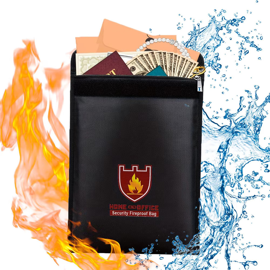 Feuerfeste und wasserdichte Dokumententasche in Schwarz für A4-Dokumente, Wertsachen und Reisepässe mit Reißverschluss - Bild 6
