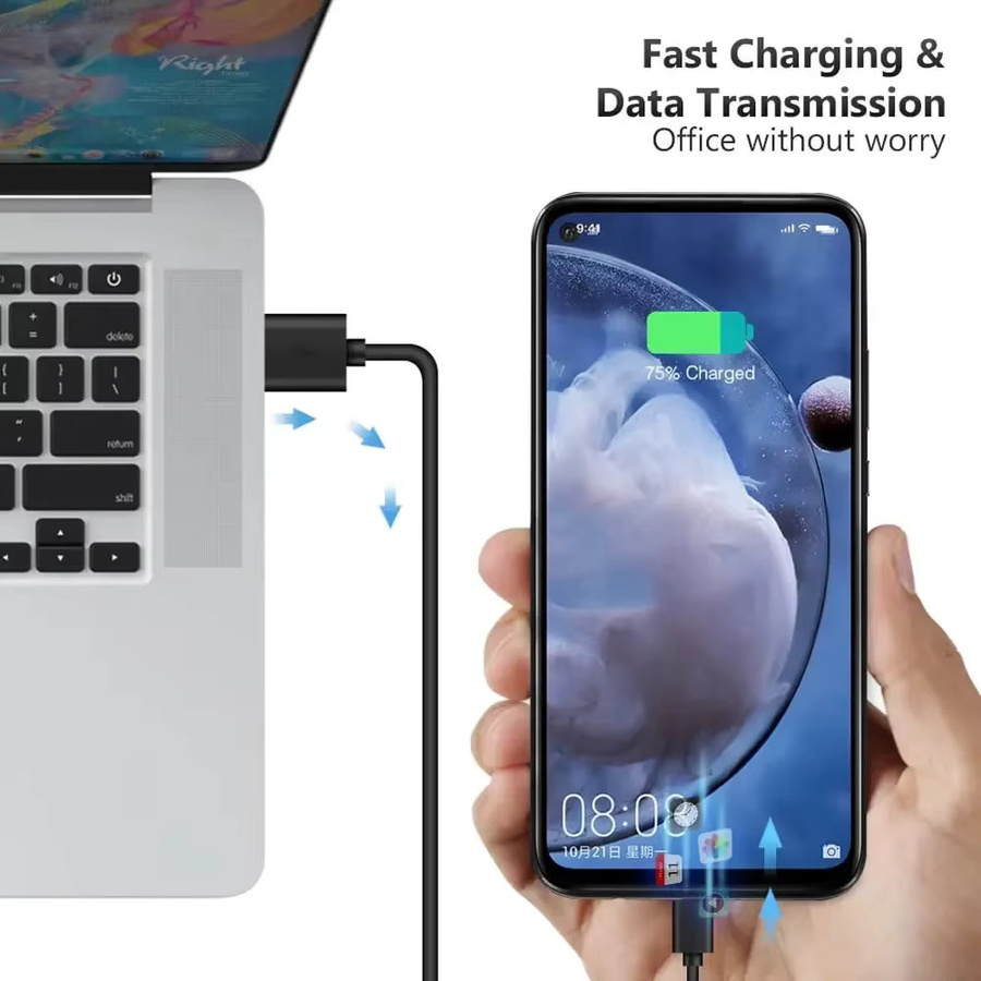 USB-C-auf-USB-C-Datenkabel mit Ein/Aus-Schalter, 60 W Schnellladefunktion und PD 20 V 3 A, Schwarz - Bild 4