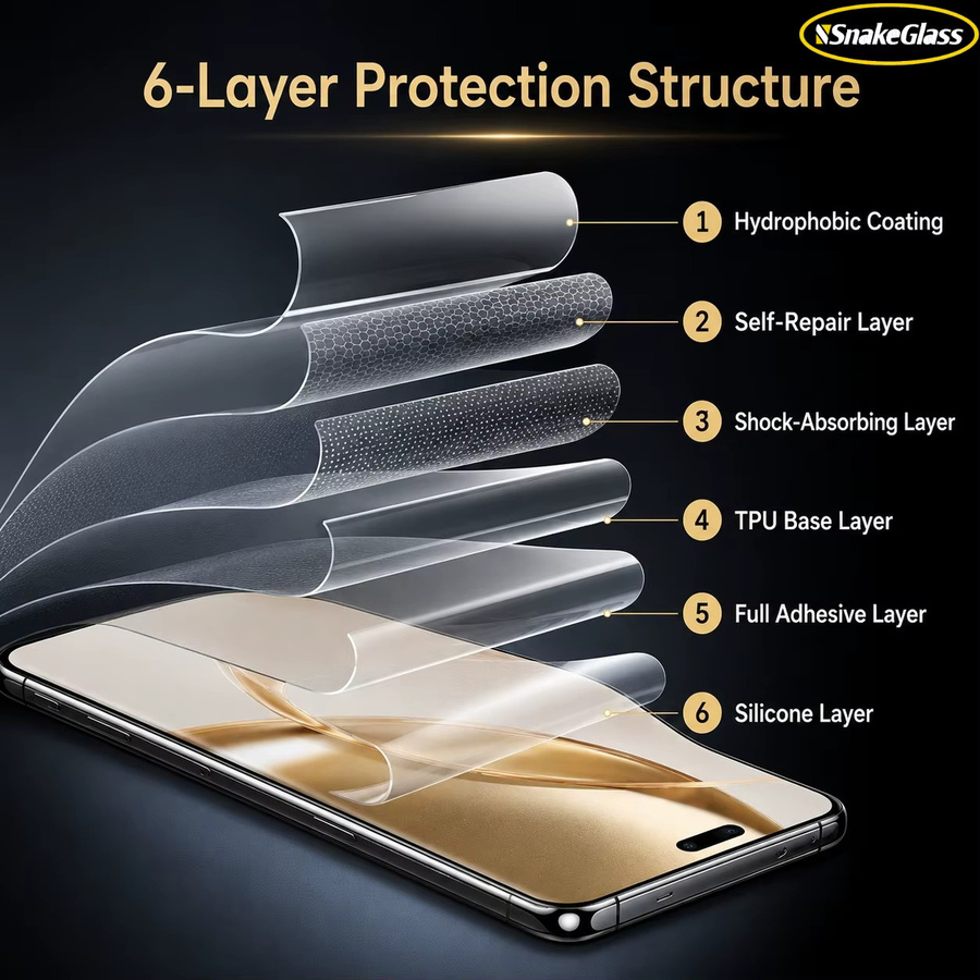 SnakeGlass HD Hydrogel-Folie für Honor 600 Lite, 600 Pro, 600, 500, 400, 300, X9, X8, 200Pro, 100, X7b, X6 in Transparent, Kratzfester Selbstreparierender Displayschutz - Bild 4