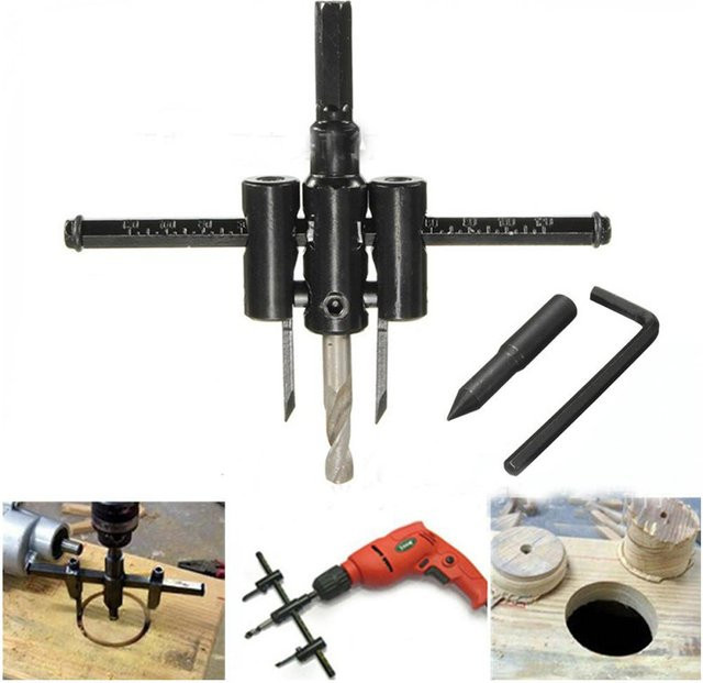 Verstellbares Lochsägen-Set von CosyHome aus Edelstahl in Schwarz für die Holzbearbeitung, Durchmesser: 30-120 mm - Bild 1