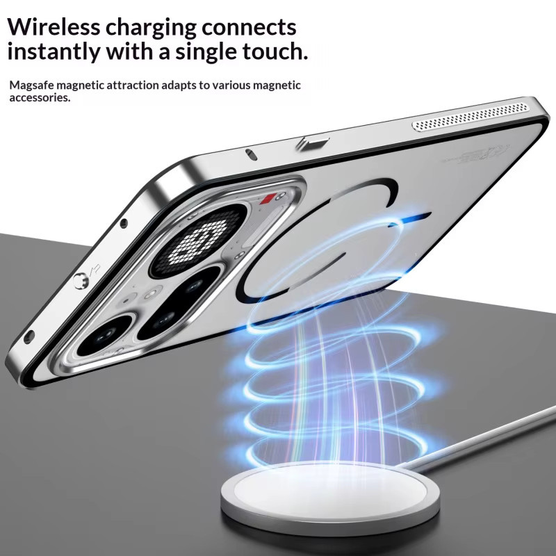 Snap Lock Magnetische Schutzhülle aus Aluminiumlegierung für Nothing Phone 4a Pro in Transparent/Silber mit stoßfester Abdeckung und Metallstoßfänger - Bild 5