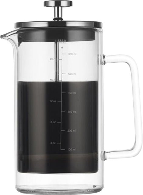 Doppelwandige französische Kaffeemaschine aus Borosilikatglas mit Edelstahlfilter, transparent - Bild 1