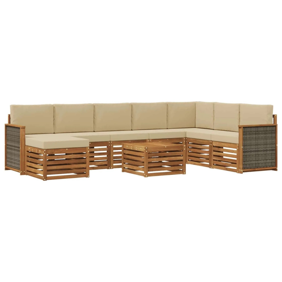 vidaXL Sofagarnitur aus Massivholz Akazie im modernen Latten-Design in Natur-beige - Bild 2