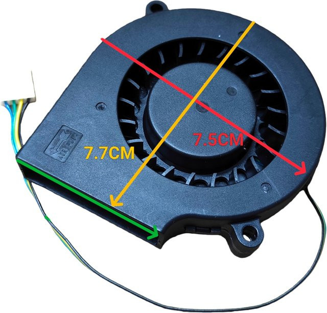 SXDOOL Turbo-Kühllüfter 7515 mit Doppelkugellager in Schwarz, B/T/H: 77 x 75 x 15 mm, DC 12V/24V 2Pin/4Pin PWM, geräuscharm für 3D-Drucker - Bild 1