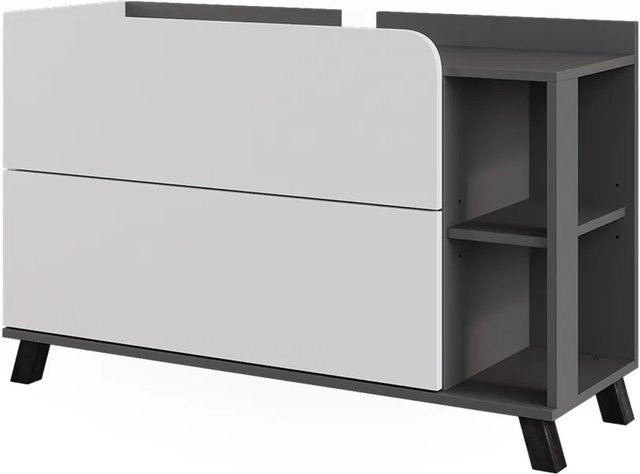 Vicco Waschbeckenunterschrank Karen in Anthrazit und Weiß mit 2 Türen und Schubladen B/T/H: 100 x 65 x 35 cm - Bild 1