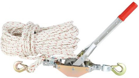 VEVOR Seilzieher mit 750 kg Zugkapazität, Handwinde mit 30,48 m Seil und 15,24 mm Durchmesser sowie 2 Haken zum Bewegen von Booten und Sichern von Gegenständen - Bild 1
