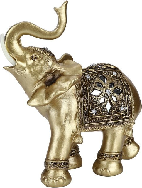CosyHome Elefantenstatue aus Harz in Gold als Feng Shui Ornament für dein Zuhause, Höhe: 28,5 cm, Breite: 24,0 cm, Tiefe: 10,0 cm - Bild 1