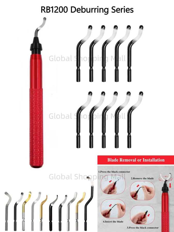 AlexHoumie Entgratwerkzeug-Set RB1200 mit Rotationsklingen in Rot für Holz, Kunststoff, Aluminium, Kupfer und Stahl - Bild 5