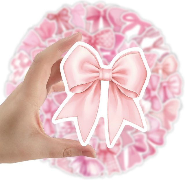 Rosa Schleifen-Aufkleber, 50-teiliges Set, pink - Bild 1