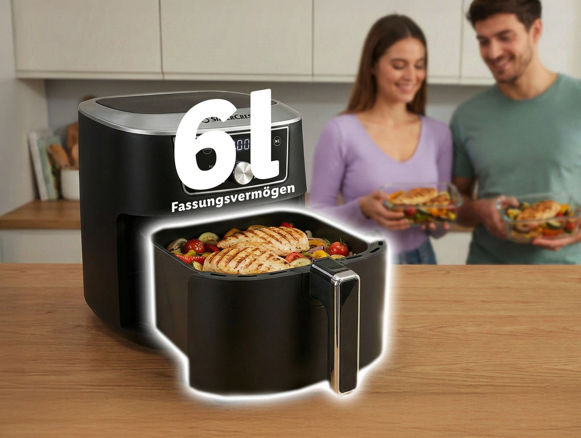 SILVERCREST Heißluftfritteuse SHFD 2150 B1 in Schwarz mit 6,7 l Fassungsvermögen - Bild 4