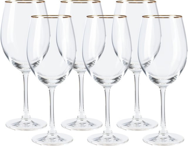 LIVARNO HOME Glas Set Rotweingläser aus Kristallglas mit Goldrand, transparent - Bild 1