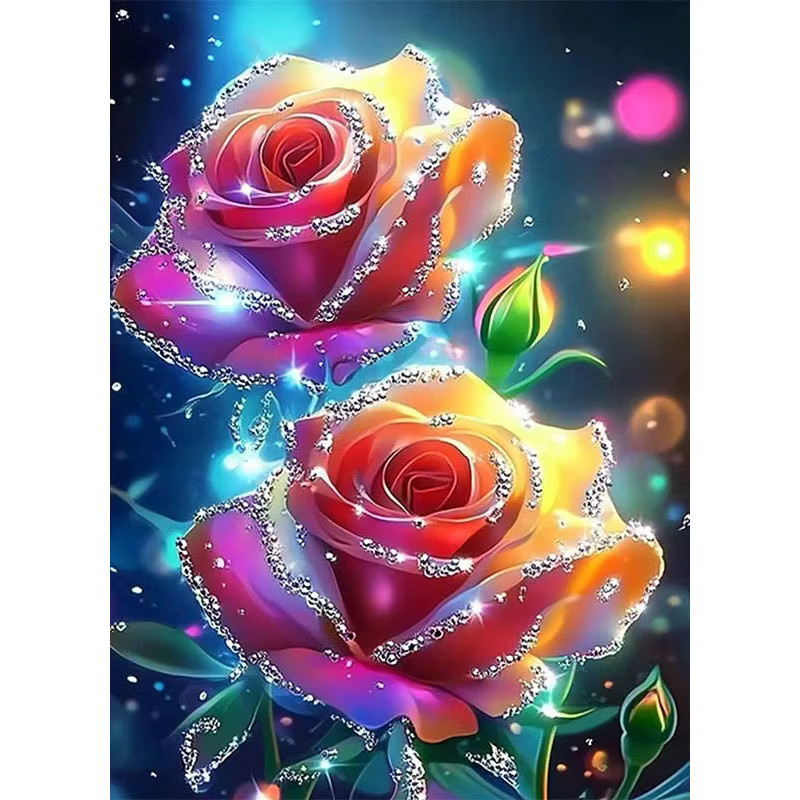 HUACAN Diamant-Malerei Rosen-Blumen-Stickerei als Mosaik Wandkunst in Mehrfarbig, B/H: 30 x 20 cm - Bild 5