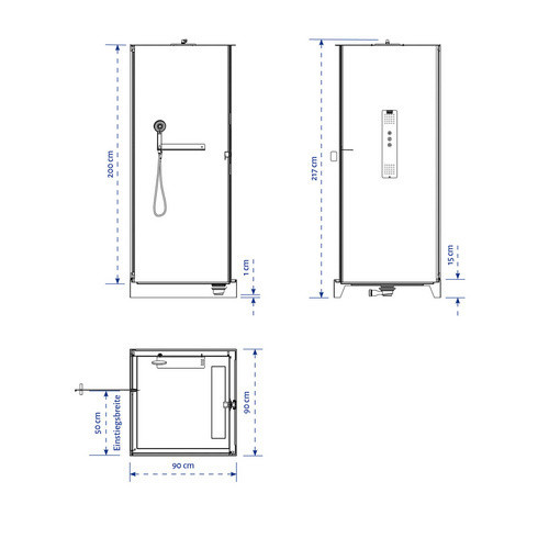 Aurlane Komplettdusche Urban 2 Square in Weiss, B/T/H: 90 x 90 x 215 cm - Bild 2