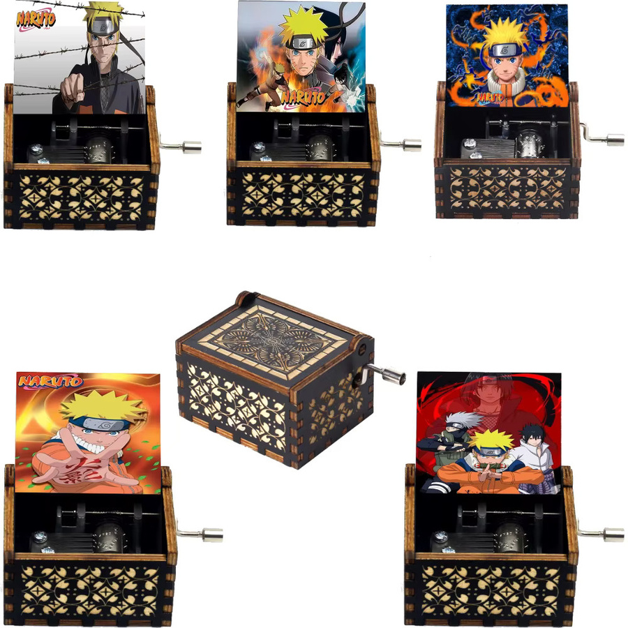 Bandai Anime Holz-Spieluhr mit Handkurbel, Vintage - Bild 2