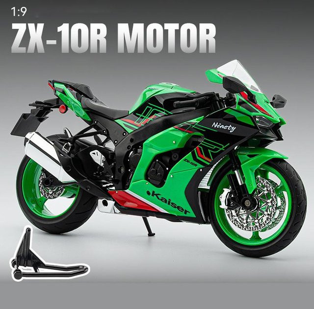 Linyi toy car Kawasaki Ninja Zx-10R Rennmotorrad Modell, Metall, mit Sound und Licht, 1:9, ab 14 Jahren - Bild 1