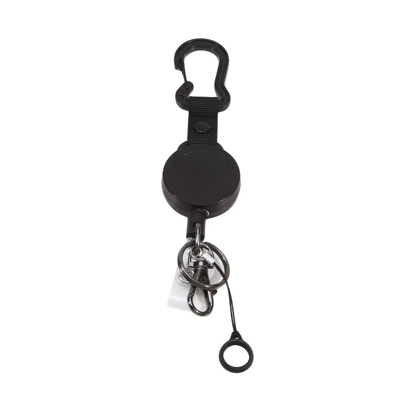 Schwarzer Ausweishalter aus Kunststoff mit Schlüsselanhänger und einziehbarem ID-Lanyard für Profis - Bild 5