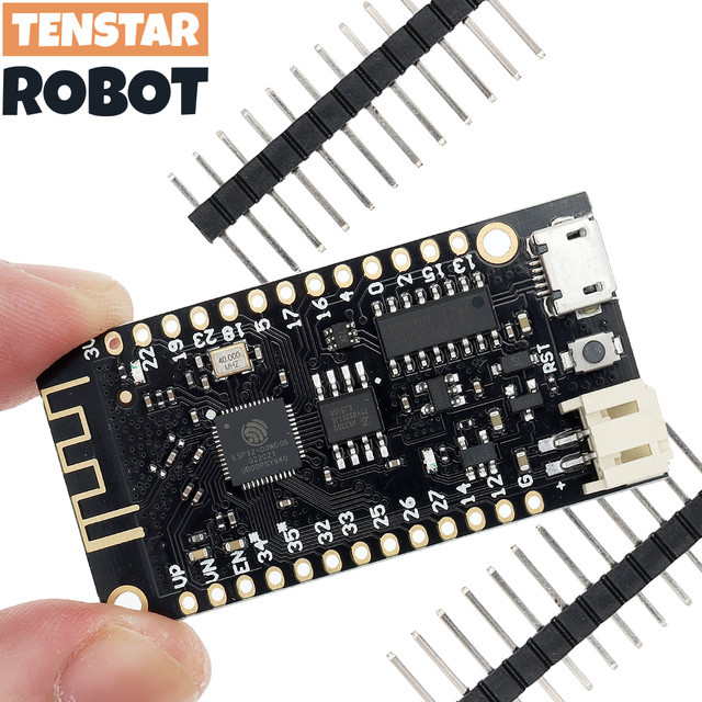 TENSTAR ROBOT ESP32 ESP-WROOM-32 Development Board mit Wifi, Bluetooth, Micro USB und Lithium-Batterie-Schnittstelle in Schwarz - Bild 1