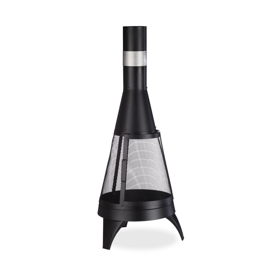 Relaxdays Terrassenofen Chiminea aus Stahl in Schwarz mit Funkenschutz, Breite: 120 cm, Tiefe: 47 cm - Bild 2