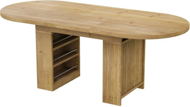 Merax Esstisch ausziehbar in Eiche, modern und oval mit abgerundeten Ecken, Farbe Braun - Bild 1