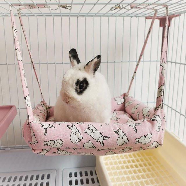 Yiran Furniture Kleintier Hängematte aus Vlies als warmes Schlafnest für Kaninchen, Hamster und Mäuse - Bild 1