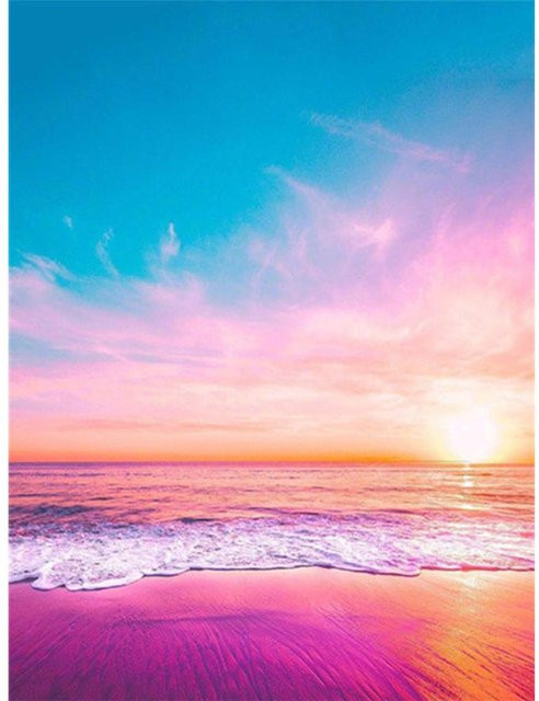 FIYO Diamond Painting Landschaft Sonnenuntergang am Meer, Mosaik Stickerei Set in Rot und Multicolour, B/H: 20 x 30 cm - Bild 1