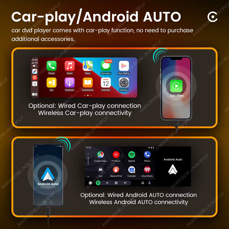 MEKEDE 1Din Multimedia Autoradio mit 6,86 Zoll Display, kabelloses CarPlay und Android Auto, Bluetooth, GPS Navigation, USB Typ-C und FM Stereo in Schwarz - Bild 2