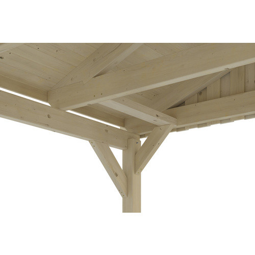 Skan Holz Carport Fichtelberg aus Fichte und Leimholz in Beige mit spitzer Dachform, B/T: 618 x 566 cm, Höhe: 362 cm - Bild 3