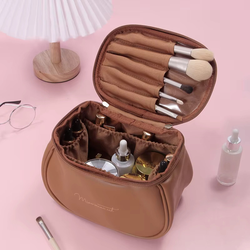GOT-TOG Kosmetiktasche aus PU für Damen in Schwarz, multifunktionale wasserdichte Reisetasche mit großer Kapazität - Bild 3