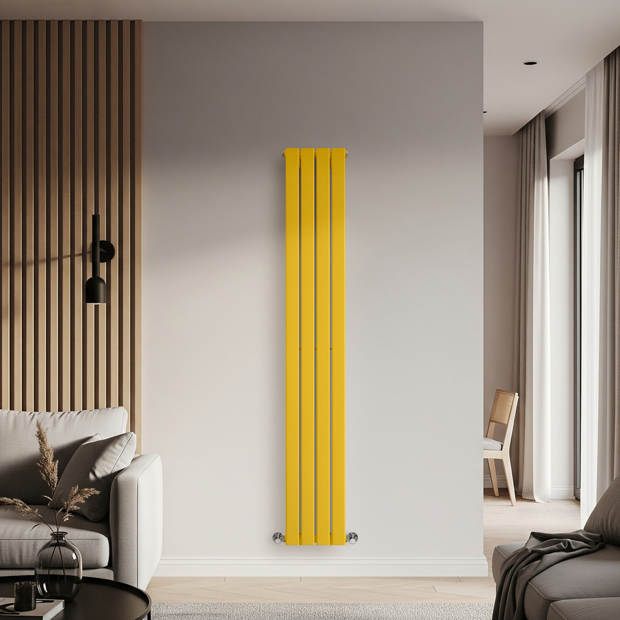 Einlagiger vertikaler Design-Heizkörper aus Stahl von Delta in Gelb, Höhe: 178 cm, Breite: 28 cm - Bild 1