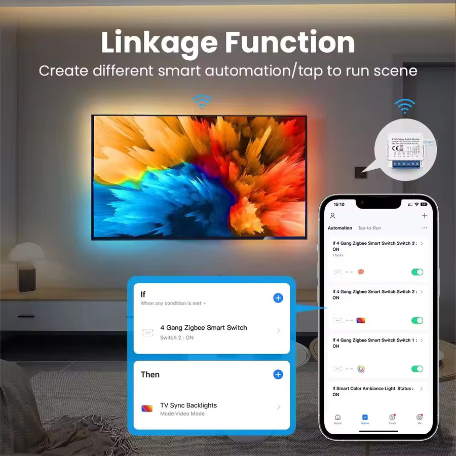 YSRSAI ZigBee Tuya Mini Smart Switch DIY Lichtschalter Modul in Weiß, kompatibel mit Alexa und Google Home - Bild 3