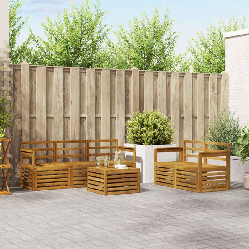 vidaxl Sofagarnitur 6-teilig aus Massivholz Akazie in Natur Braun im modernen minimalistischen Design - Bild 1