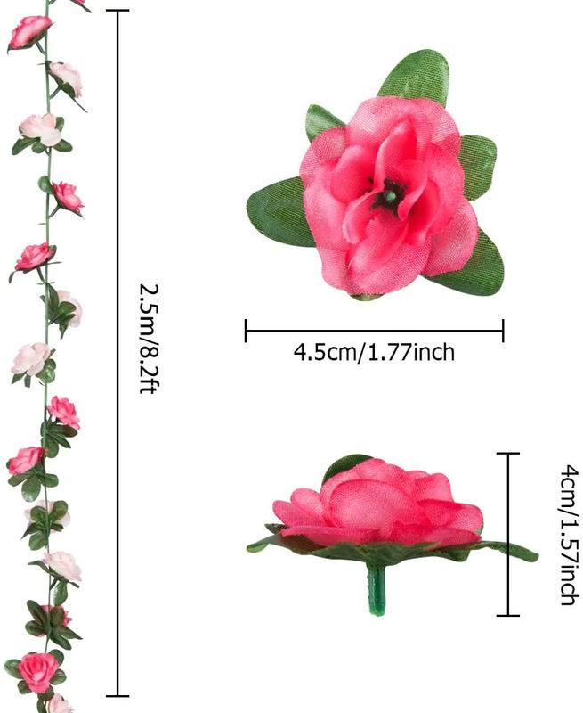 Künstliche Blumen-Girlande youyouhuan mit Rosen und Efeu in Lila und Mehrfarbig, 2 m hängende Blumengirlande für Hochzeit, Garten und Dekoration - Bild 3