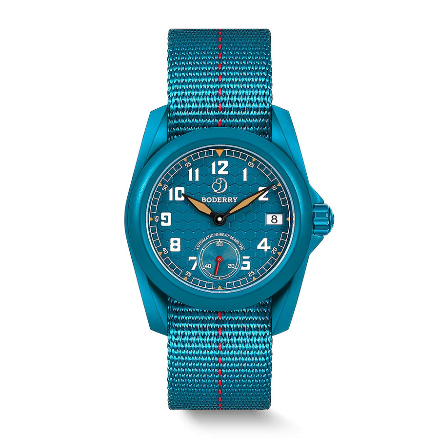 BODERRY Armbanduhr, Automatik, Titan, 40 mm, Textil/NATO, Blau, Herren - Bild 1