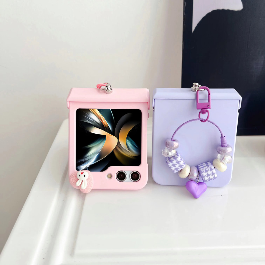 Glitzernde Kaninchen Handyhülle mit Handschlaufe und Scharnierschutz für Samsung Galaxy Z Flip 7, 6, 5, 4, 3 5G in Blau - Bild 2