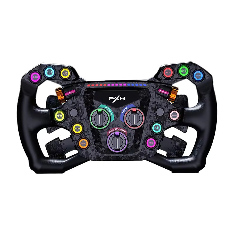 PXN GT ONE Sim-Racing-Lenkrad in Schwarz mit 300mm Durchmesser, 78 programmierbaren Steuerungen, SimHub RGB und Doppelkupplung aus Kohlefaser - Bild 3