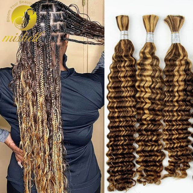 MISHELL Echthaar-Bulk Highlight Ombre Deep Wave, lockiges Haar, Unisex - Bild 1