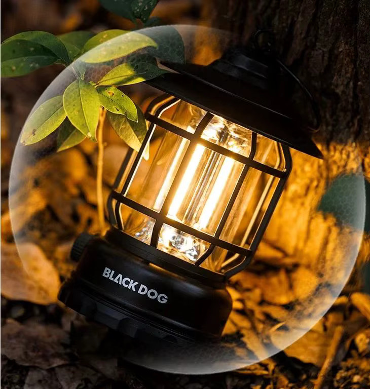 Blackdog Vintage Camping Laterne in Schwarz, wiederaufladbare Outdoor-Leuchte mit warmweißem Licht für Zelt und Garten - Bild 4