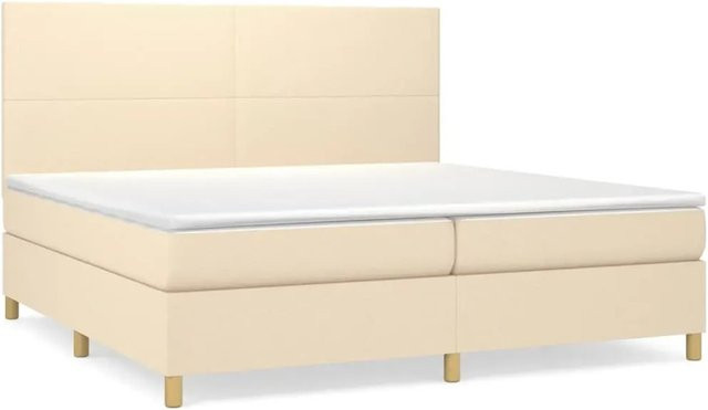 vidaXL Boxspringbett Hybrid mit Matratze und Taschenfederkern in Creme, B/T: 200 x 200 cm - Bild 1
