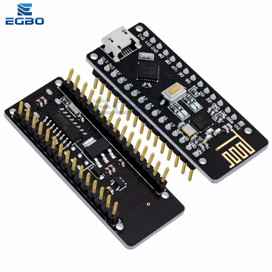 EGBO Rf-nano Arduino Nano V3.0 Micro USB Board mit ATmega328P und nRF24L01 2,4G Drahtlos-Integration, Schwarz - Bild 3