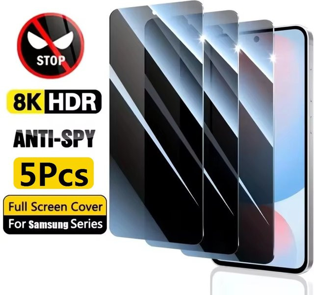 5er Pack Anti-Spy Sichtschutz Displayschutz aus gehärtetem Glas für Samsung Galaxy A05s A06 A13 A14 A15 A16 A21S A22 A23 A24 A25 A26 in Transparent - Bild 1