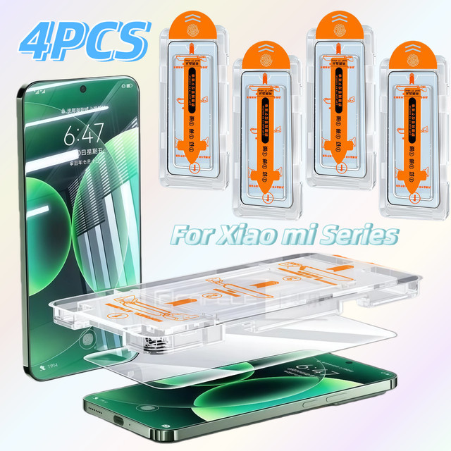 4er-Pack Displayschutzfolie aus gehärtetem Glas für Xiaomi CC9, Mix3, 9 Lite, 9X, 9T, 10T Pro, 11i, 12T, 13, 14, 15 in Transparent - Bild 1