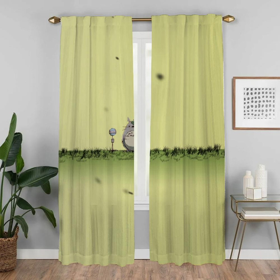 TotoroS Elegante Tüll-Raumvorhänge für Wohnzimmer und Schlafzimmer, 2 Stück, semi-transparent, B: 50 cm, H: 70 cm - Bild 1